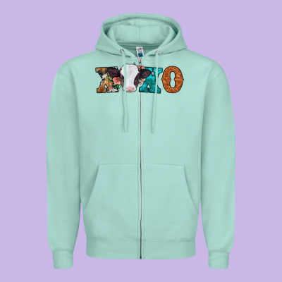 Xoxo Valentines Day Baby Cow Zipper Hoodie Designed By Jasminsmagicworld