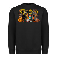 Black Welcome Fall Pumpkin Heavyweight Sweatshirt - CowhideDigitalArt