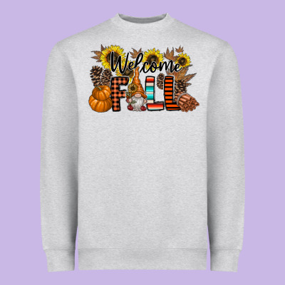 Welcome Fall Pumpkin Heavyweight Sweatshirt Designed By Cowhidedigitalart