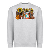 Heather Grey Welcome Fall Pumpkin Heavyweight Sweatshirt - CowhideDigitalArt