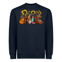 Navy Welcome Fall Pumpkin Heavyweight Sweatshirt - CowhideDigitalArt