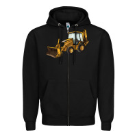 Black Backhoe Loader Truck Zipper Hoodie - LillyAllenDesigns