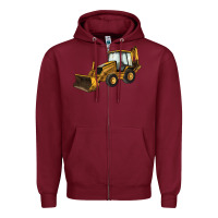 Burgundy Backhoe Loader Truck Zipper Hoodie - LillyAllenDesigns