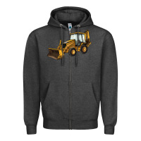 Charcoal Heather Backhoe Loader Truck Zipper Hoodie - LillyAllenDesigns