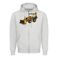 Dove Grey Backhoe Loader Truck Zipper Hoodie - LillyAllenDesigns