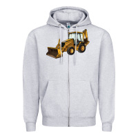 Heather Grey Backhoe Loader Truck Zipper Hoodie - LillyAllenDesigns