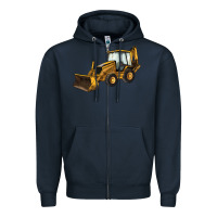 Navy Backhoe Loader Truck Zipper Hoodie - LillyAllenDesigns