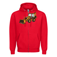 Red Backhoe Loader Truck Zipper Hoodie - LillyAllenDesigns