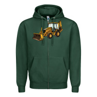 Sports Green Backhoe Loader Truck Zipper Hoodie - LillyAllenDesigns