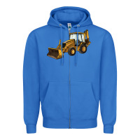 True Royal Backhoe Loader Truck Zipper Hoodie - LillyAllenDesigns