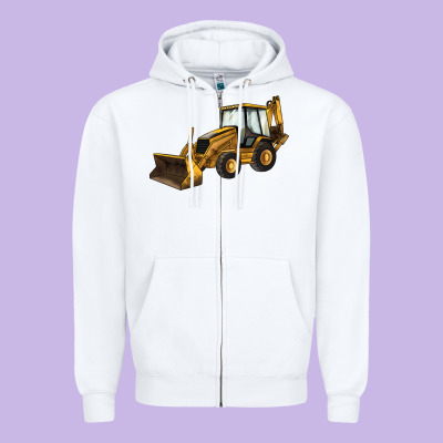 Backhoe Loader Truck Zipper Hoodie Designed By Lillyallendesigns