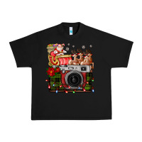 Black Christmas Santa Vintage Camera Urban Heavy Tee - FaDigitalArtStudio