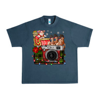 Midnight Navy Christmas Santa Vintage Camera Urban Heavy Tee - FaDigitalArtStudio