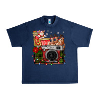 Navy Christmas Santa Vintage Camera Urban Heavy Tee - FaDigitalArtStudio
