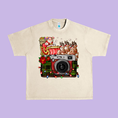 Christmas Santa Vintage Camera Urban Heavy Tee Designed By Fadigitalartstudio