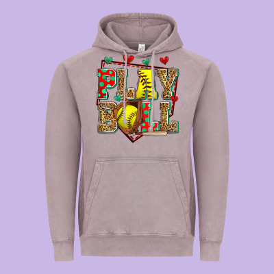 Play Ball Softball Vintage Hoodie Designed By Zillion Design Studio