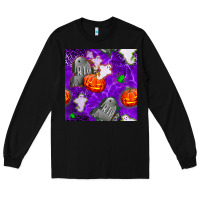 Black tombstone and ghosts seamless paternal Long Sleeve Tee - BundleAndBundleShop