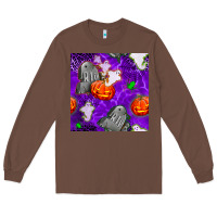 Chestnut tombstone and ghosts seamless paternal Long Sleeve Tee - BundleAndBundleShop