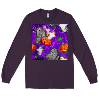 Plum tombstone and ghosts seamless paternal Long Sleeve Tee - BundleAndBundleShop