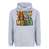 Heather Grey just a little moody with cow Heavyweight Hoodie - NancyCooperArtShop