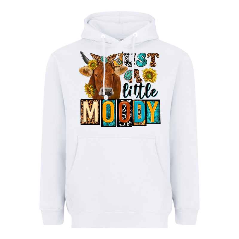 Just A Little Moody With Cow Heavyweight Hoodie by NancyCooperArtShop | Teevron