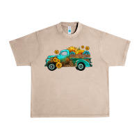 French Oak farm truck with sunflower Urban Heavy Tee - HRA Design Shop