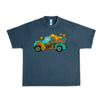 Midnight Navy farm truck with sunflower Urban Heavy Tee - HRA Design Shop