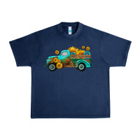 Navy farm truck with sunflower Urban Heavy Tee - HRA Design Shop
