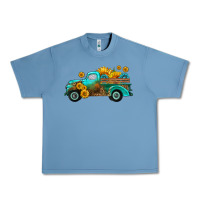 Pebble Blue farm truck with sunflower Urban Heavy Tee - HRA Design Shop