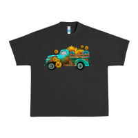 Pigment Black farm truck with sunflower Urban Heavy Tee - HRA Design Shop