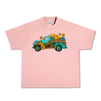 Salmon farm truck with sunflower Urban Heavy Tee - HRA Design Shop