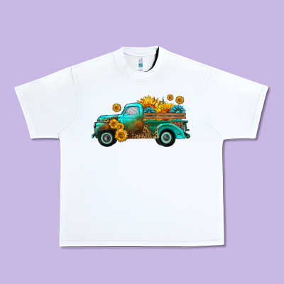 Farm Truck With Sunflower Urban Heavy Tee Designed By Hra Design Shop