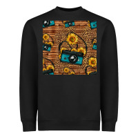 Black western sunflowers camera seamless pattern Heavyweight Sweatshirt - HRA Design Shop