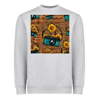 Heather Grey western sunflowers camera seamless pattern Heavyweight Sweatshirt - HRA Design Shop