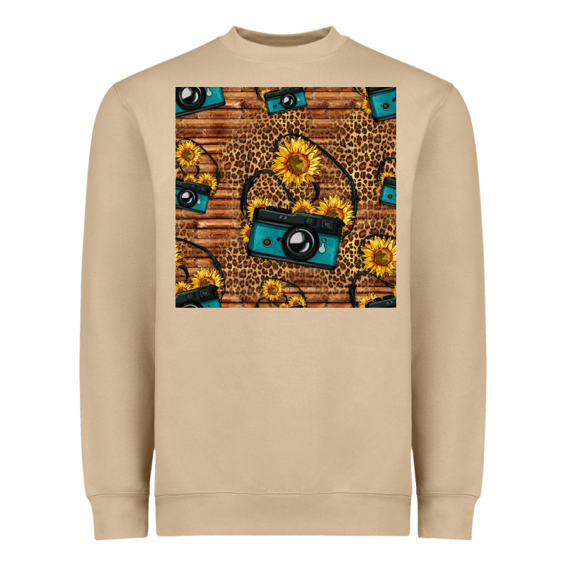 Western Sunflowers Camera Seamless Pattern Heavyweight Sweatshirt by HRA Design Shop | Teevron