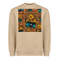 Mushroom western sunflowers camera seamless pattern Heavyweight Sweatshirt - HRA Design Shop