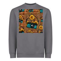 Storm western sunflowers camera seamless pattern Heavyweight Sweatshirt - HRA Design Shop