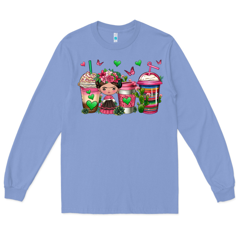 Mexican Coffee Cups Cafecito Long Sleeve Tee by Jasminsmagicworld | Teevron