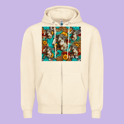 Mustang Horse Western Zipper Hoodie Designed By Lillyallendesigns
