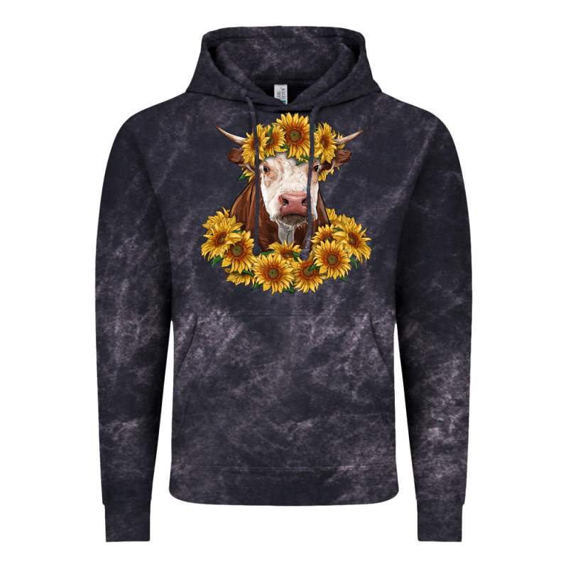 Hereford Cow With Sunflowers Vintage Hoodie by RanaPortraitStore | Teevron