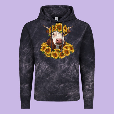 Hereford Cow With Sunflowers Vintage Hoodie Designed By Ranaportraitstore