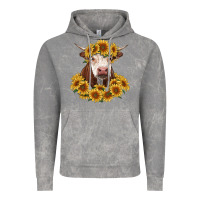 Cloud Rock hereford cow with sunflowers Vintage Hoodie - RanaPortraitStore