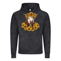 Vintage Black hereford cow with sunflowers Vintage Hoodie - RanaPortraitStore