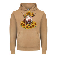 Vintage Camel hereford cow with sunflowers Vintage Hoodie - RanaPortraitStore