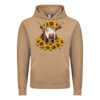 Vintage Coffee hereford cow with sunflowers Vintage Hoodie - RanaPortraitStore