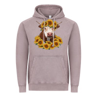 Vintage Zinc hereford cow with sunflowers Vintage Hoodie - RanaPortraitStore