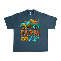 Midnight Navy farm truck  farm life with sunflower Urban Heavy Tee - HRA Design Shop