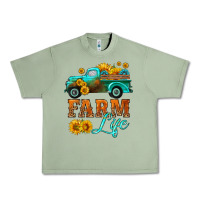 Oil Green farm truck  farm life with sunflower Urban Heavy Tee - HRA Design Shop