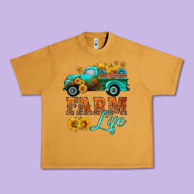 Farm Truck  Farm Life With Sunflower Urban Heavy Tee Designed By Hra Design Shop