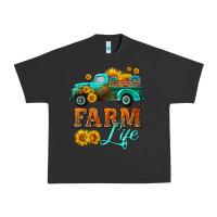 Pigment Black farm truck  farm life with sunflower Urban Heavy Tee - HRA Design Shop